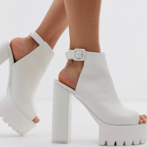 (SOLD) Public Desire White Platform Heels - Picture 1 of 12